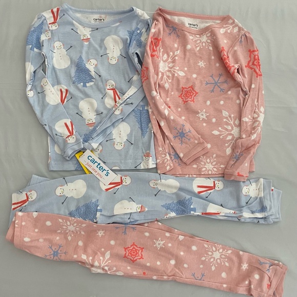 Carter's Other - Carter's 2 Kids Snowman Pajama Set Blue and Pink size 4T NWT